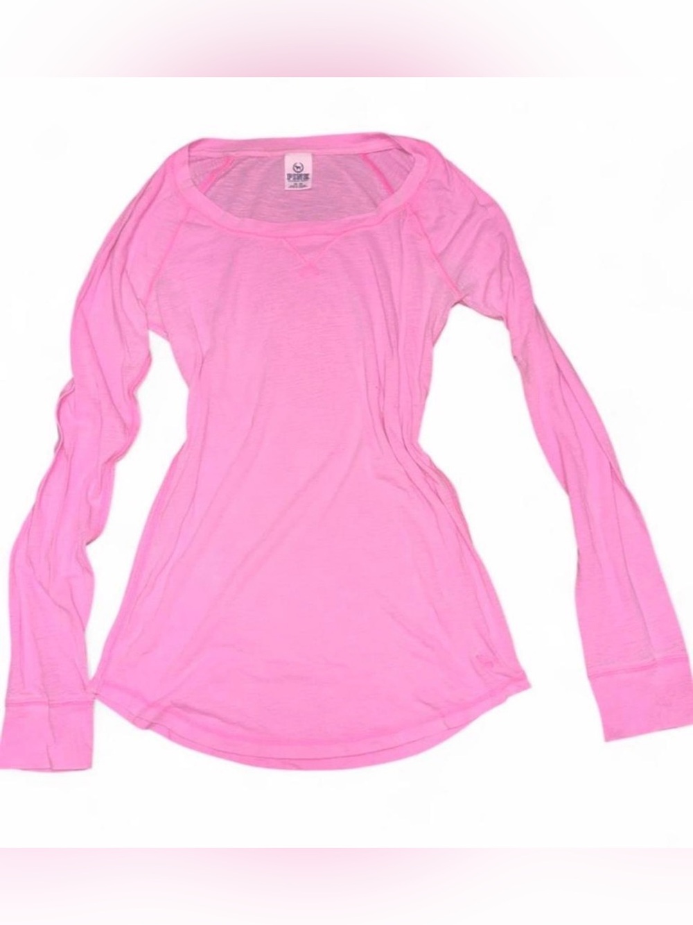 PINK Victoria's Secret Light Pink Long-Sleeve Scoop Neck Tee - Picture 1 of 3